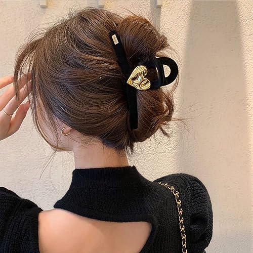 Pinzas para el cabello del día de San Valentín pinzas de metal negro con diseño de amor para cabello grueso fino accesorios para el cabello