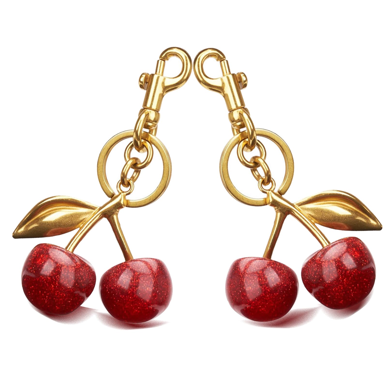 LOUKAYCCI Cherry Bag Charm,Sparkling Resin Keychain Accessory