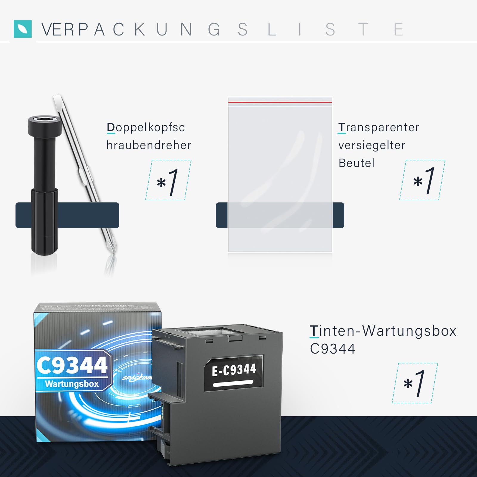 Spaceink C9344 C12C934461 per XP-2100 XP-3100 XP-3105 XP-4100 XP-4105 XP-3150 XP-3155 XP-3200 XP-3205 XP-4150 XP-4155 XP-4200 2810DW. F WF-2820DWF WF-2830DWF WF-2835DWF stampante