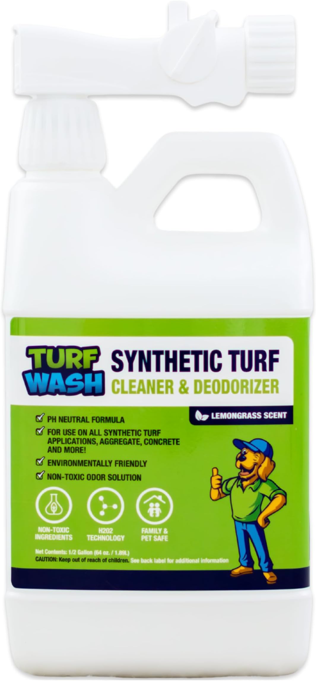 Purchase Green Turf Wash, Indoor and Outdoor Artificial Grass Cleaner with hose noozle attachment, 64 oz