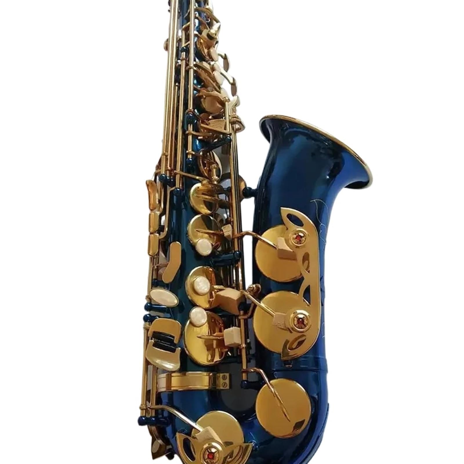 Saksofon Saksofon Altowy Eb Błękitny Mosiądz Jeden Do Jednego Japoński, Rzemieślniczy Instrument Jazzowy Z Futerałem (Color : Leather bag)