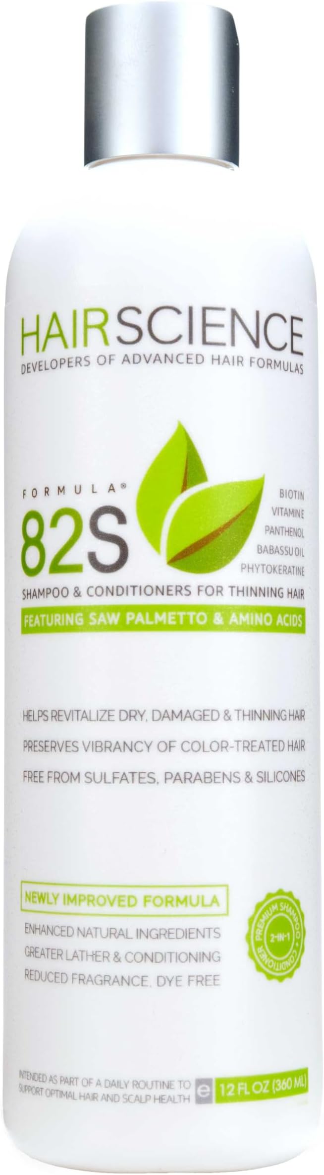 Hair Science Formula 82S Loss Shampoo w/Natural Conditioners Contains DHT-blocker, (1%) Saw Palmetto