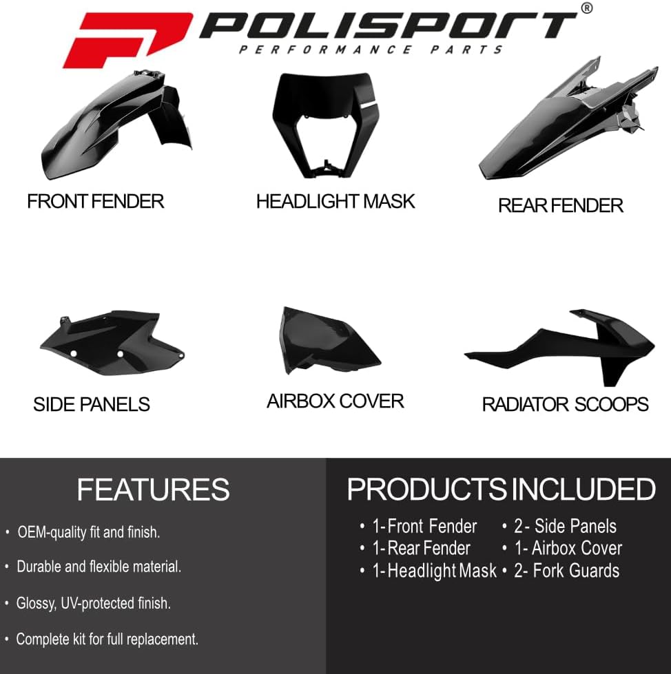 Polisport Motocross (MX) Replica Plastic Kit for Husqvarna TE & FE (2020–2023) Dirt Bike – OEM Quality, Durable, Flexible & Perfect Fit – Nardo Grey