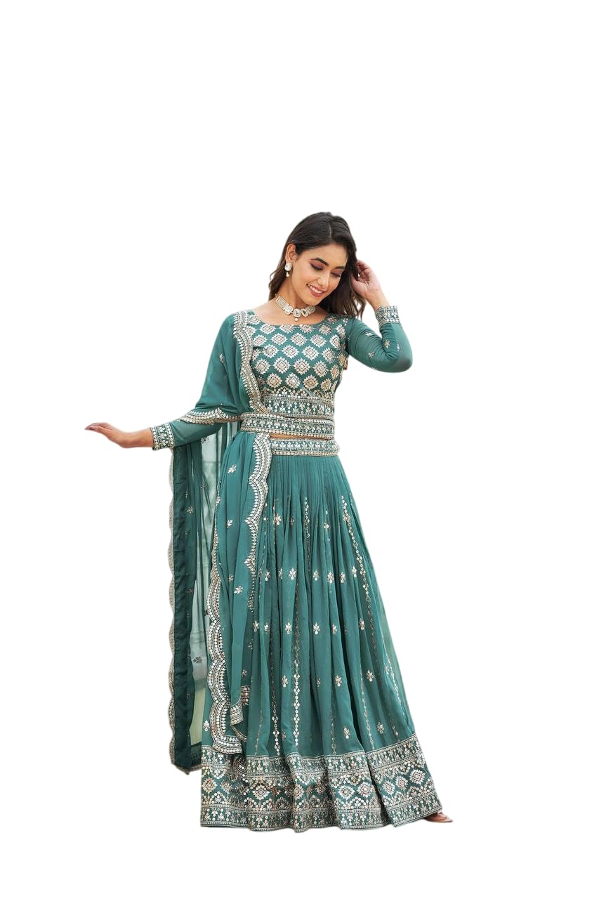 indian readymade Banarasi Satin Navratri bridal lehenga choli for women flared party night with stitched blouse