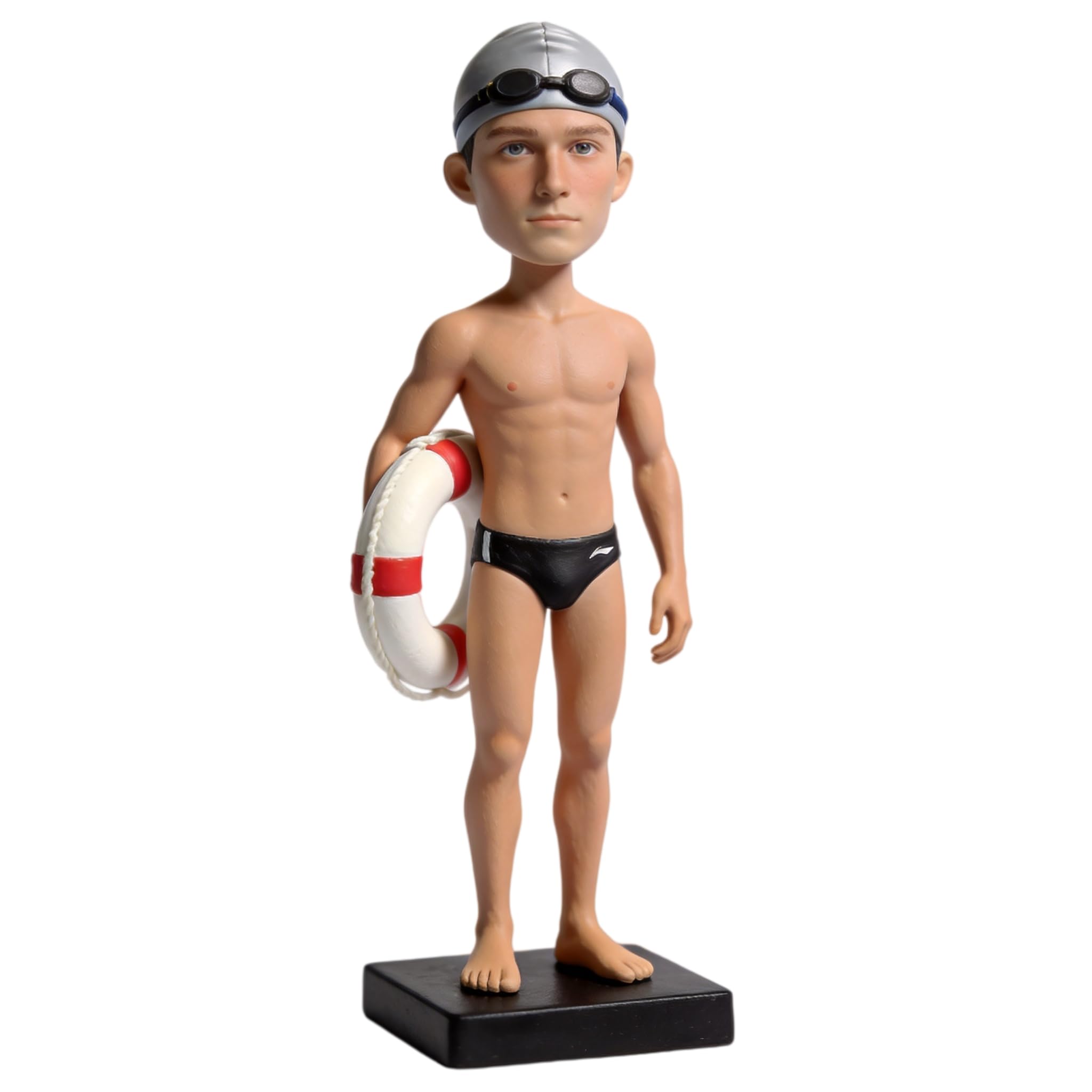 Figura 3D personalizada de nadador, figura 3D personalizada de la foto, estatua de cuerpo completo de arcilla polimérica hecha a mano con equipo de natación, regalo para cumpleaños, jubilación