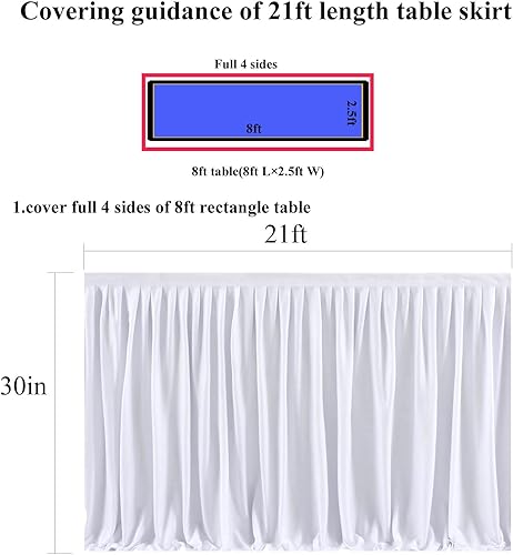 Miniatura 9 de Faldas de mesa plisadas marfil para escritorio rectangular de 8 pies de longitud para baby shower, boda, cumpleaños, revelación de género, fiestas,