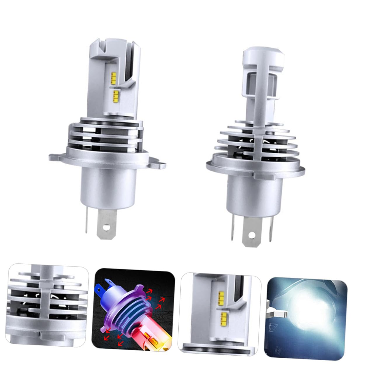 2 Lampadine LED per Fari Auto H4 9003 55W 5000Lm Lampadine di Ricambio per Fari e Fendinebbia Auto Basso Consumo Energetico e Alta Permeabilità Adatte per Veicoli Luci