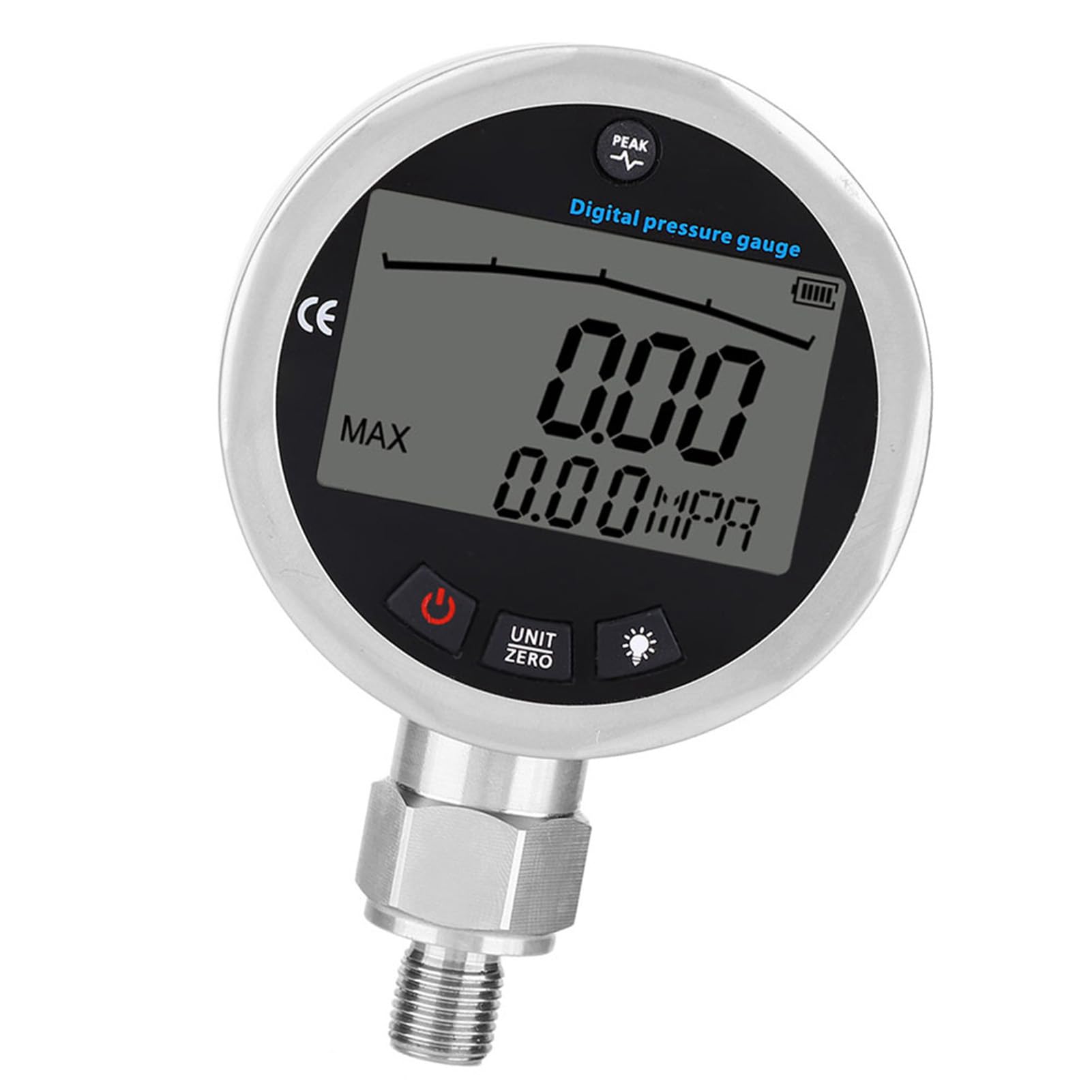 Eujgoov Manómetros Digitales, Acero Inoxidable 304, Medición Precisa 0-400 BAR para Agua Aire Aceite, Ideal para Herramientas Neumáticas y Sistemas de Compresión de Aire