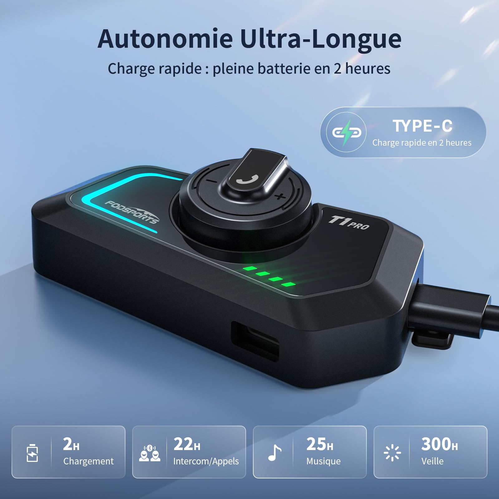 Fodsports T1 Pro Intercom Moto, fino a 6 Motociclisti, Dondolo tra 4 Modalità