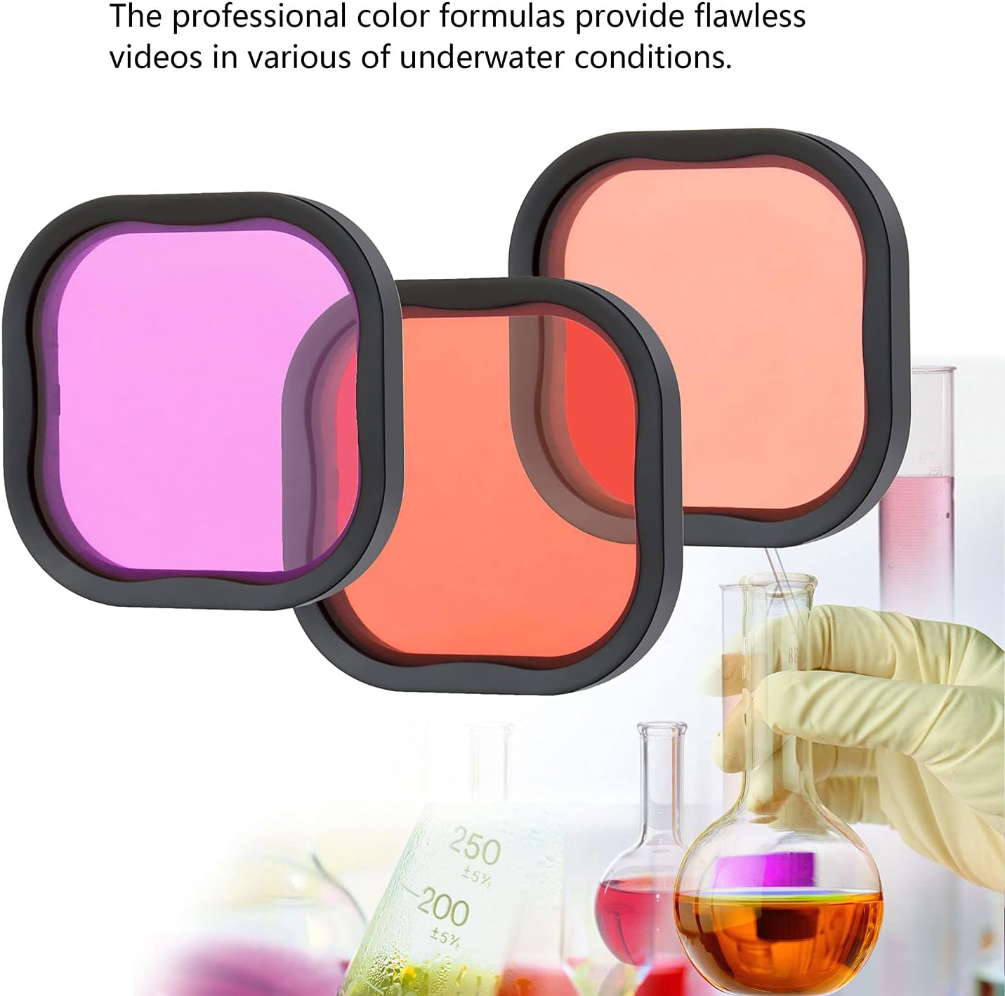 SOONSUN Waterproof Housing Case for GoPro Hero 8 Black with 4-Pack Diving Filter - 60M Underwater Diving Housing Built-in Dual Cold Shoe Slots with Red, Light Red, Magenta and 5X Macro Filter
