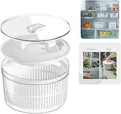 CONJUNTO SECADOR E ORGANIZADOR DE SALADA LEGUMES VERDURAS | 5,5 LITROS COM CESTO | BRANCO COM ESCORREDOR