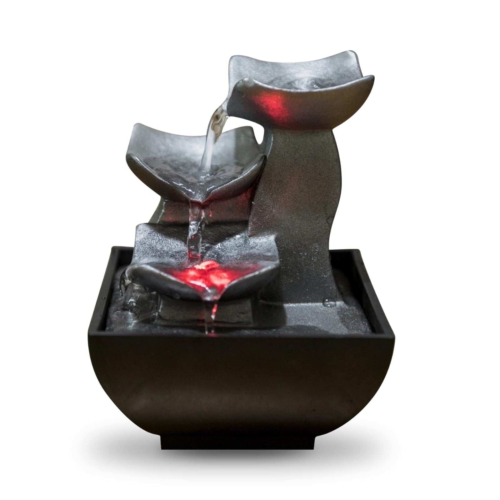 Zen Light Nature Boro - Fuente, de Resina, Plateada, 13 x 13 x 17 cm