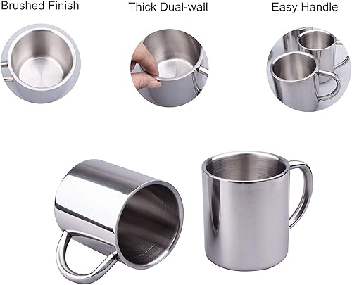 Miniatura 7 de IMEEA Tazas irrompibles para niños, tazas de camping de doble pared, 7.5oz/220ml, taza de acero inoxidable con asa, juego de 2
