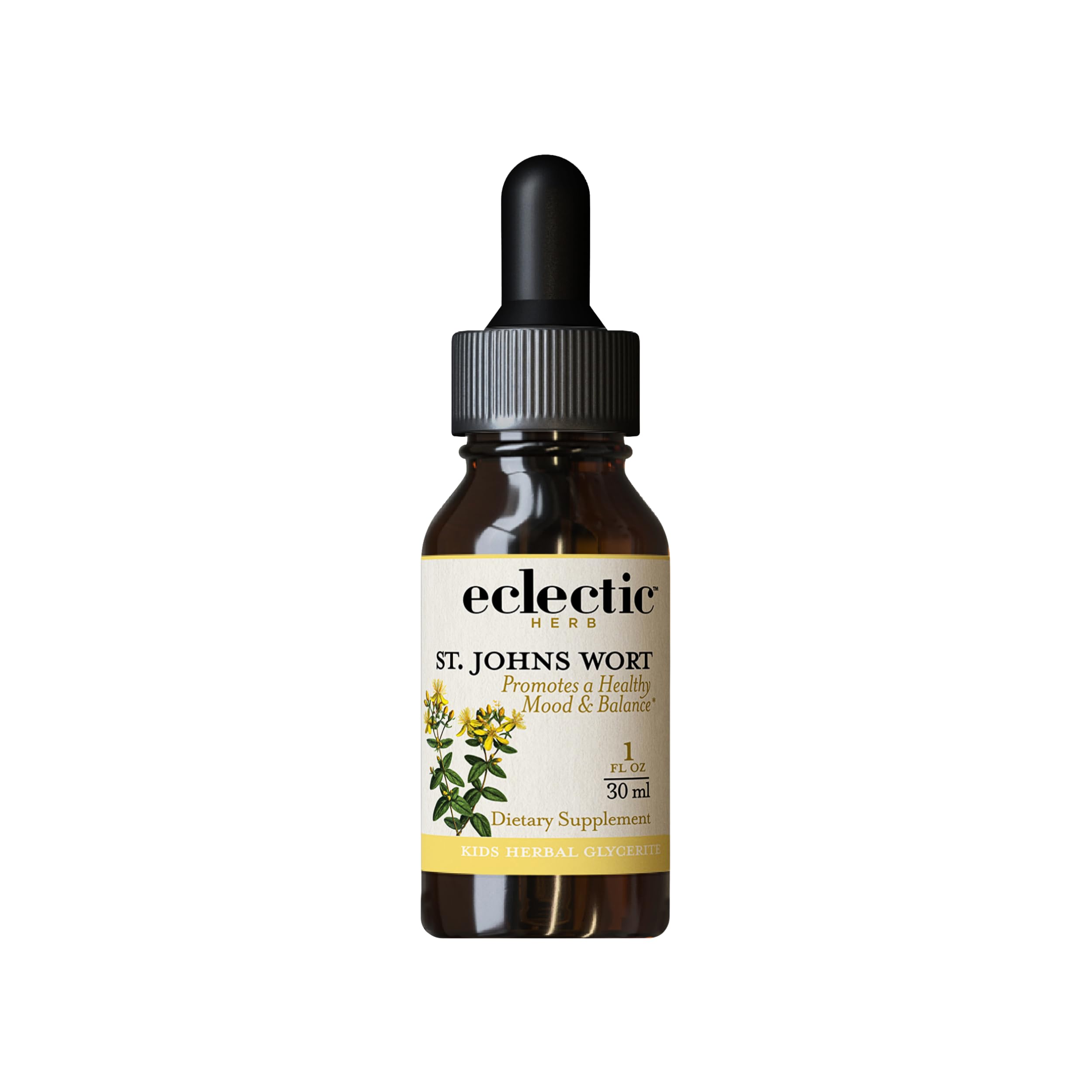 Eclectic Herb - Organic St. John's Wort for Kids | Black Cherry Flavored | Promotes a Positive Mood | Concentrated, Alcohol-Free, Vegan, Non-GMO, Gluten Free (1 fl oz | 30 ml)