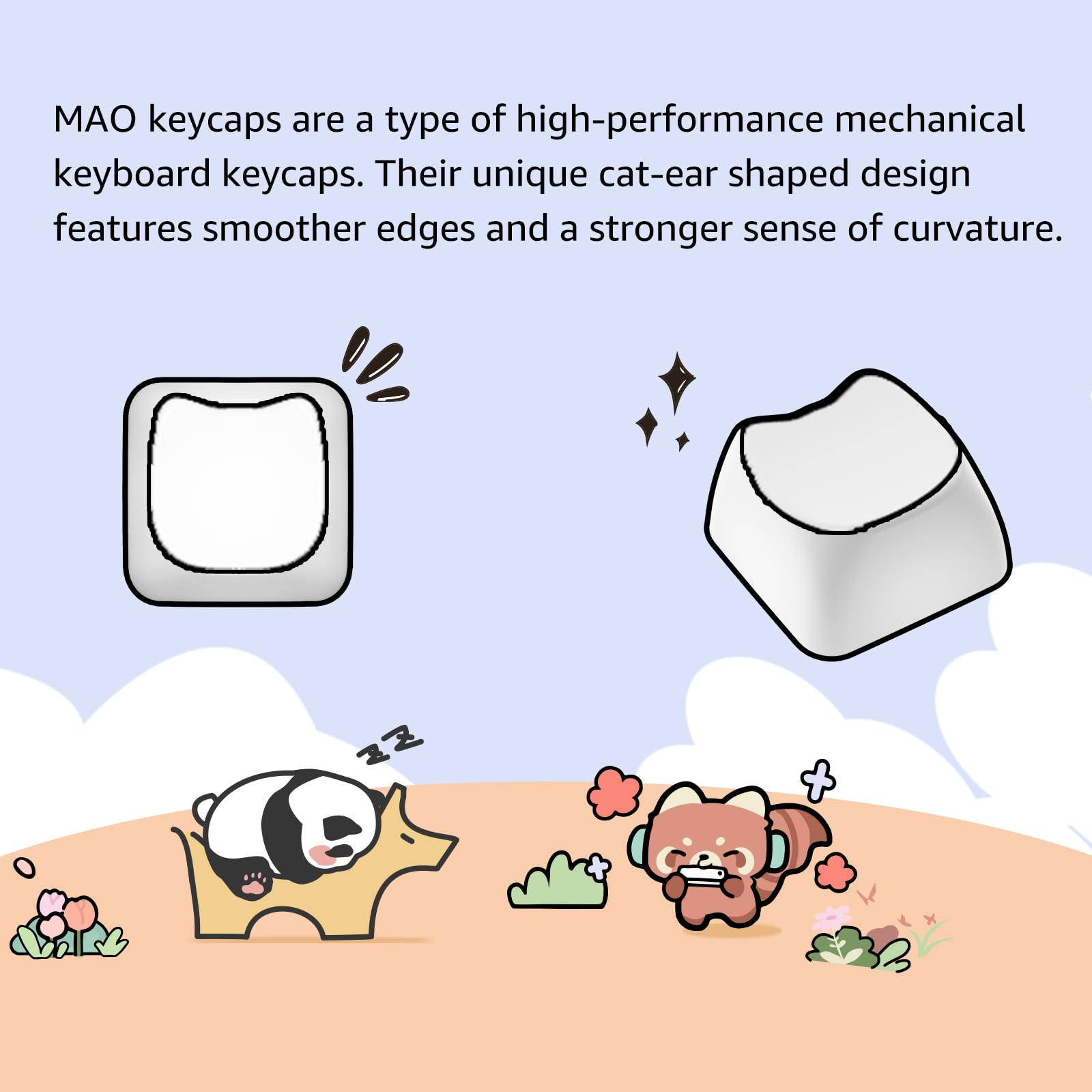 Akko PBT Keycaps Set, Colorful Cats Keycap Mao Profile 142-Key Keycaps for Mechanical Keyboards: Akko Keycaps Set, Raccoon Mao Profile 142-Key PBT Keycaps for Mechanical Keyboards