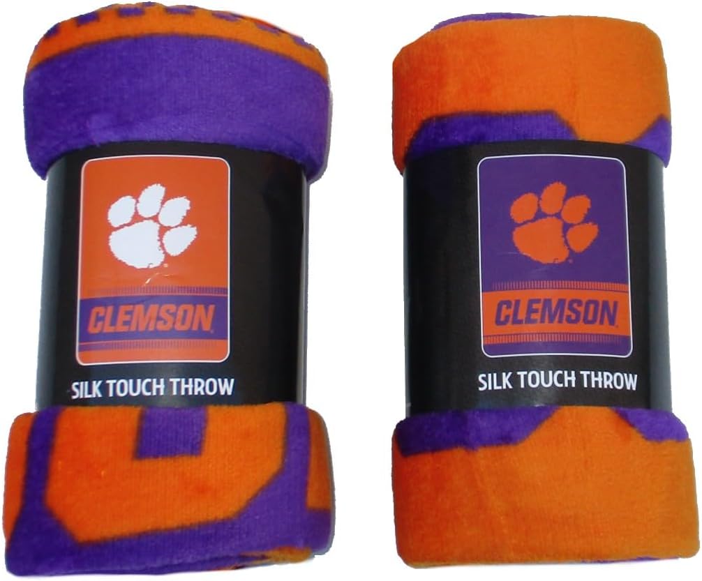 VF Clemson Tigers Set of 2 Throw Blankets, 45" x 60" inches Polyester Team Colors