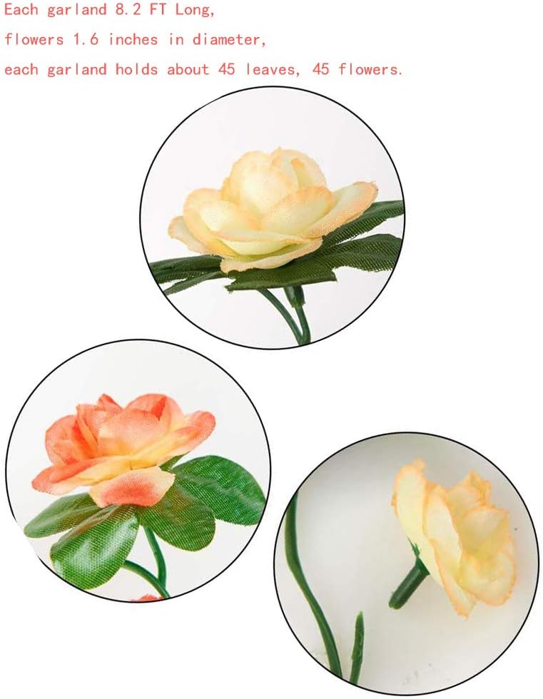 SZJH 5 Pack 41 FT Flower Garland FFake Rose Vine Artificial Flower Hanging Rose Ivy Home Hotel Office Wedding Party Garden Craft Art Décor (champagne) - Image 4
