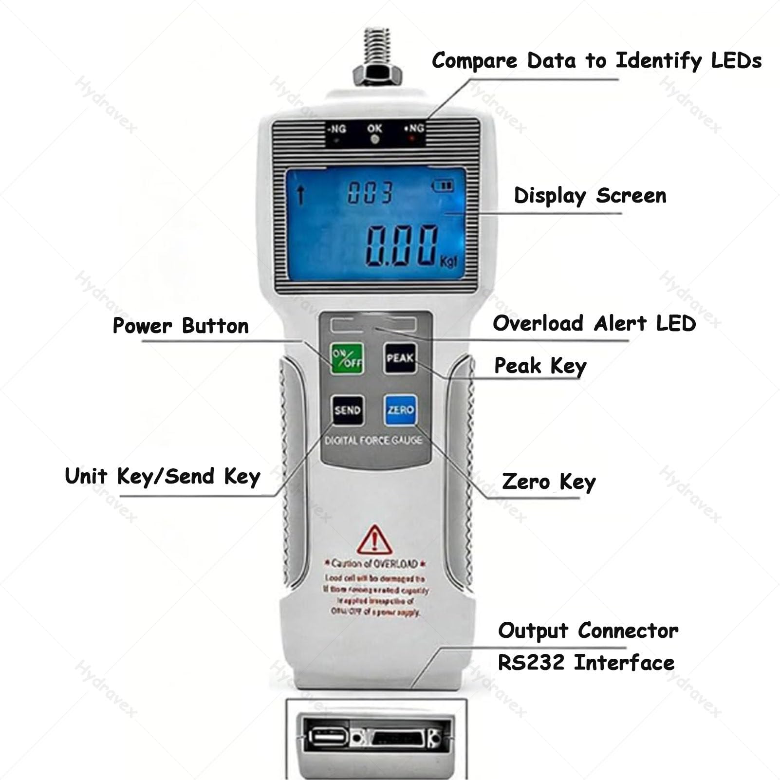 Digitale Zugprüfmaschine 10–2000 N, handkurbelbetriebener vertikaler Zugprüfstand, 270 mm Hub, mit 5 Sonden, Ausgabefunktion/Handradbedienung/übersichtliches Display, für Textilien 2000N+Ruler