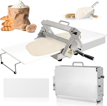 Folding Dough Sheeter,Folding Dough Rolling Machine,Manual Dough Sheeter,Dough Sheeter Machine For Home,Stainless Steel Dough Machine With 55 Adjustable Thicknesses,Pizza Croissants Puff Model300