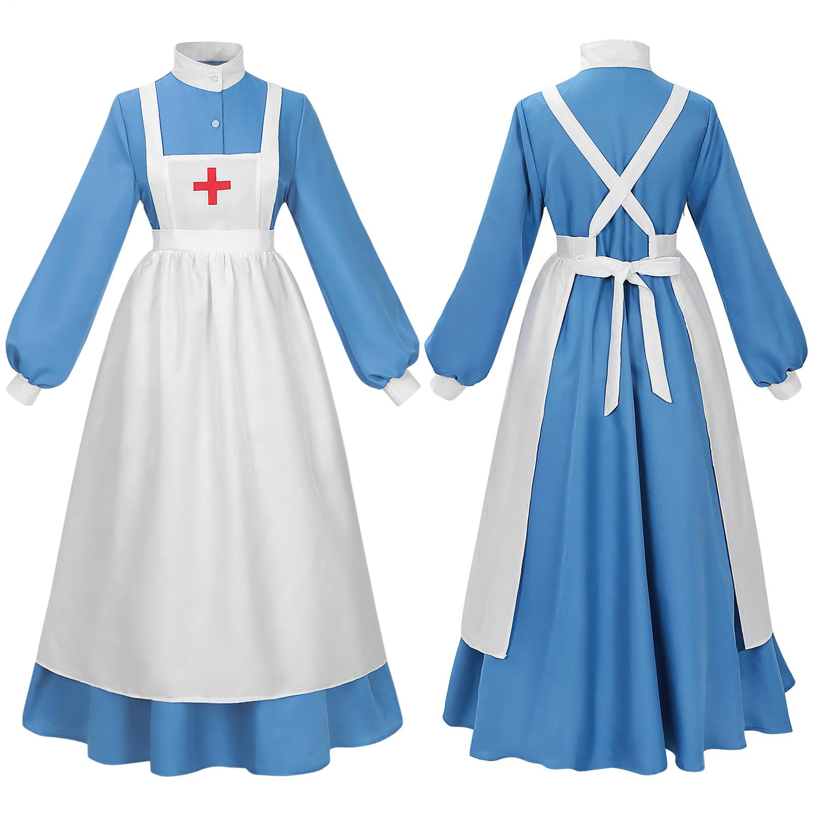 Costume da infermiera di Halloween, uniforme da infermiera per Halloween, a maniche lunghe, accessorio per cosplay, eventi, servizi fotografici, teatro, attori, appassionati di giochi di ruolo