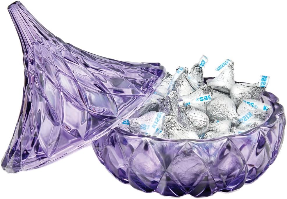 Godinger Glass Hershey Kiss Candy Servers, Candy Server, Holiday Dish Snack Server, Purple