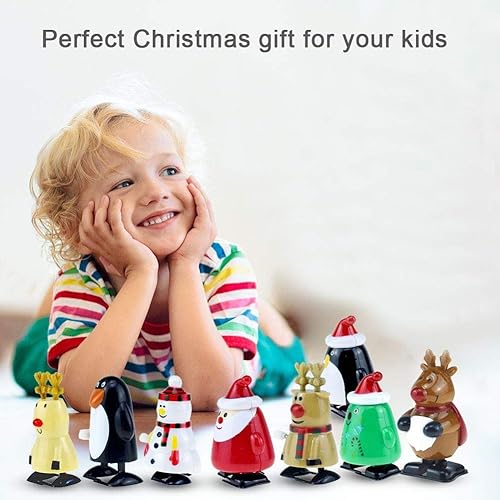 Miniatura 8 de Juguetes de cuerda de Navidad, 8 piezas surtidas de juguetes de cuerda, mini juguetes de relojería para niños, regalos de fiesta, juguetes para