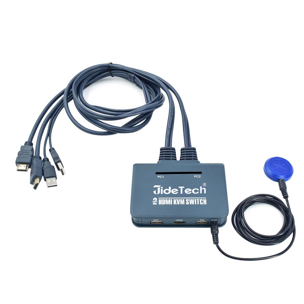 JideTech 2-Port USB HDMI Cable KVM Switch Video, Cables & USB Peripheral Sharing Support 4k×2K@30hz Resolution (Renewed)