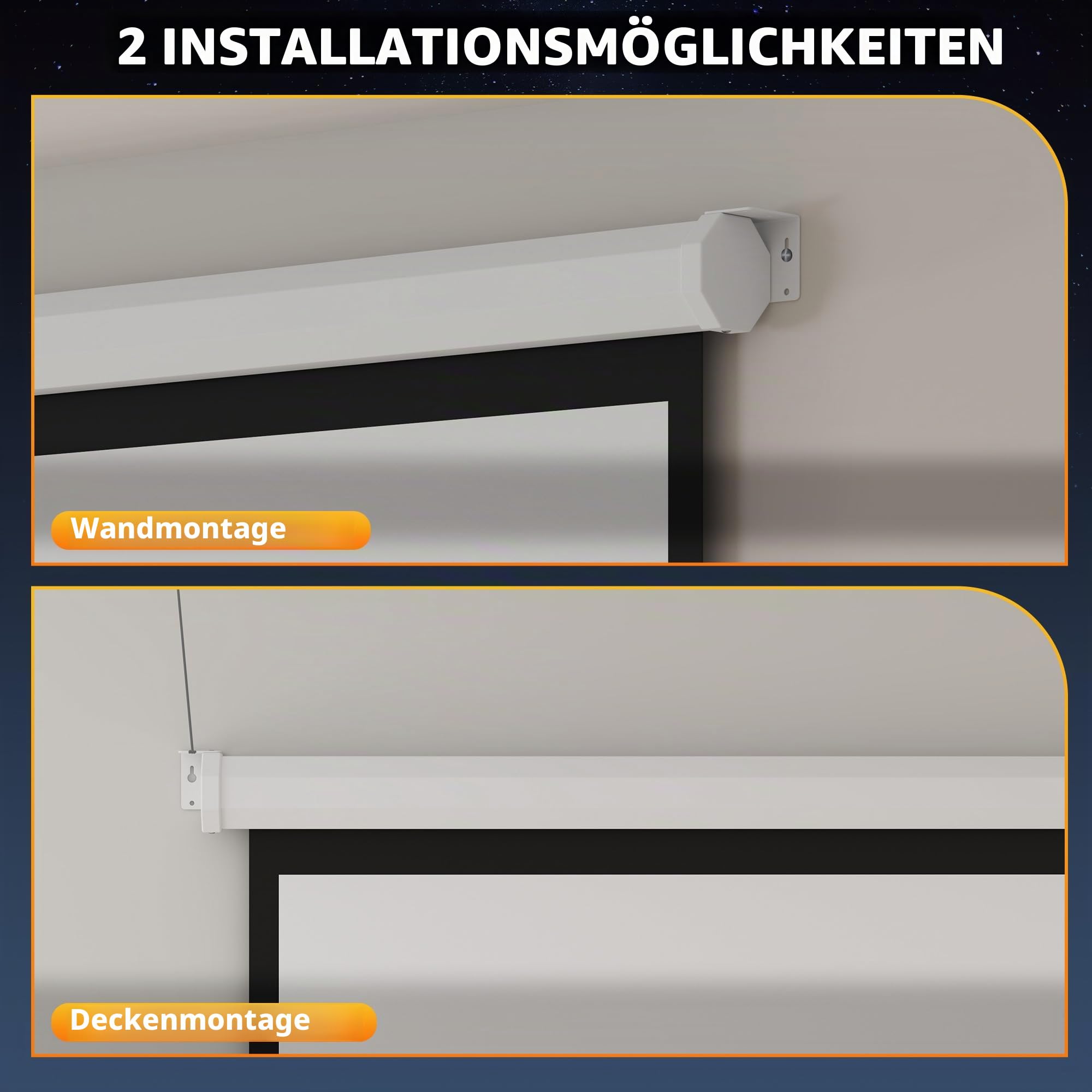 HOMCOM Beamer Leinwand 84 Zoll 171 x 128 cm HD 4K 4:3 Rollo-Leinwand | Projektionsleinwand, für Büro-Präsentationen, Heimkino