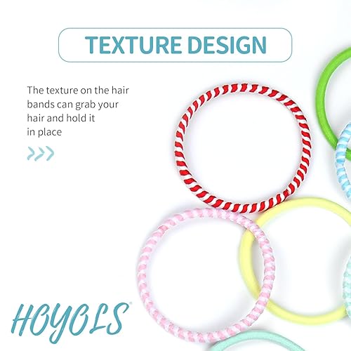 Miniatura 4 de Hoyols Lazos elásticos para el cabello para mujer, bandas de pelo sin metal de 0.157 pulgadas, soportes para cola de caballo de colores gruesos y