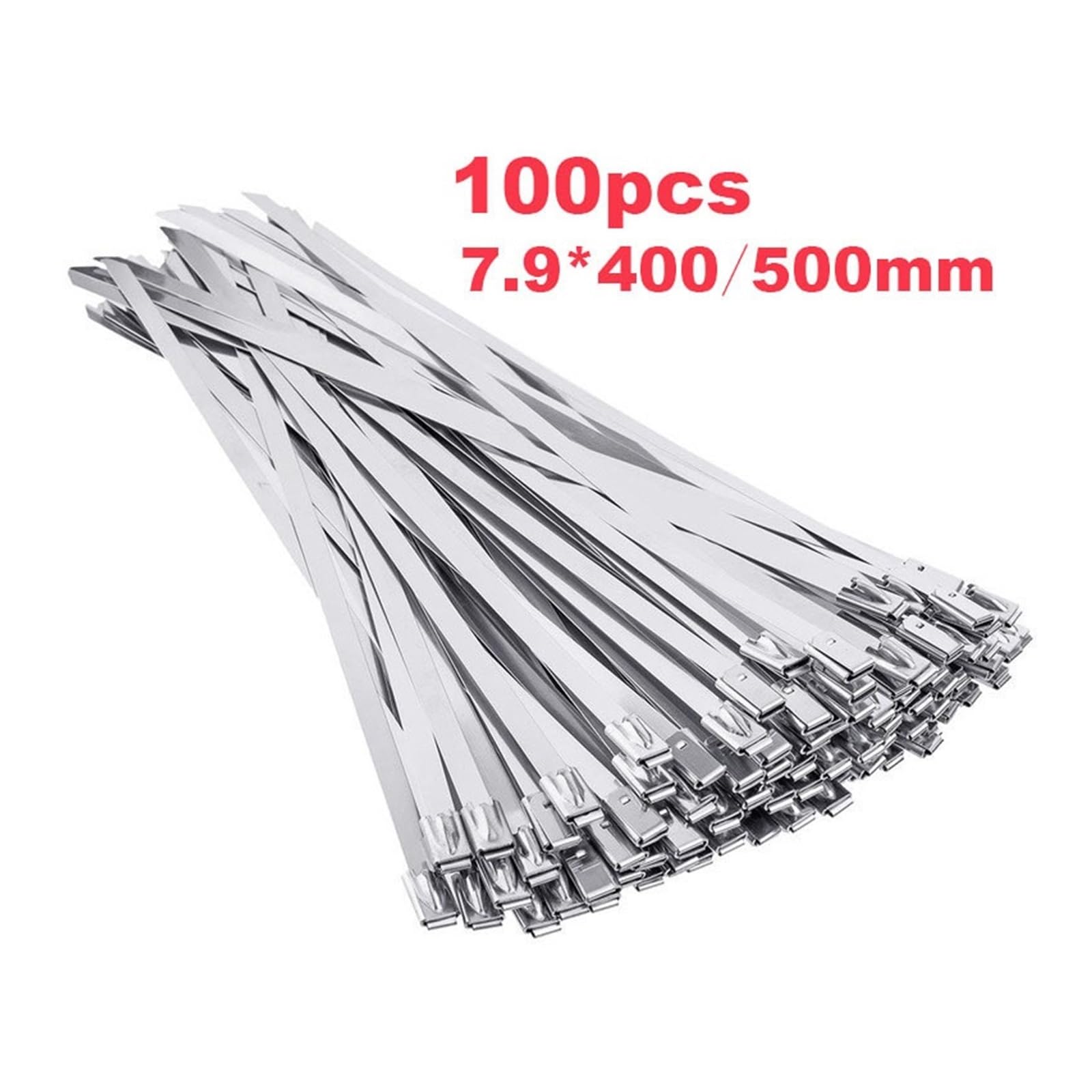Fascette stringicavo in acciaio inossidabile, fascette stringicavo rivestite, fascette stringicavo in metallo con bloccaggio multiuso(7.9x500mm x100pcs)