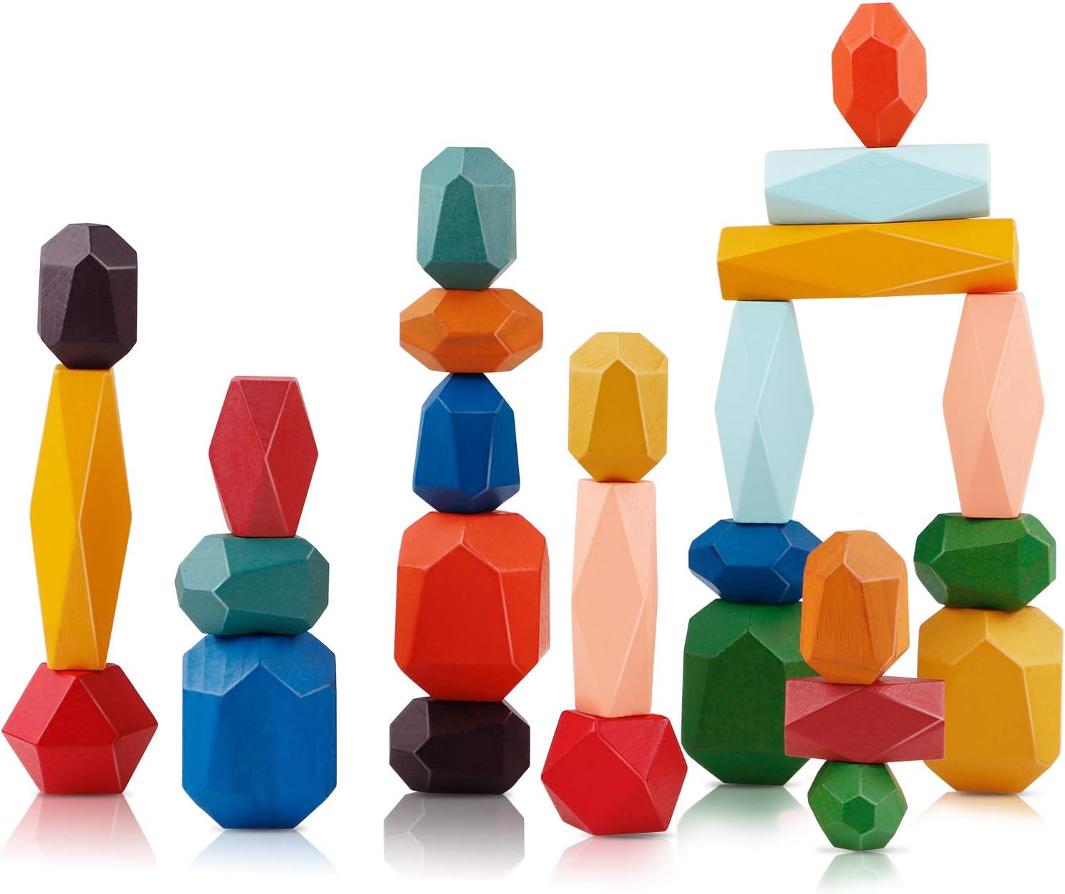 FancyWhoop Stacking Stones, 26Pcs Wooden Stone Stacking Game Balance Classification Educational