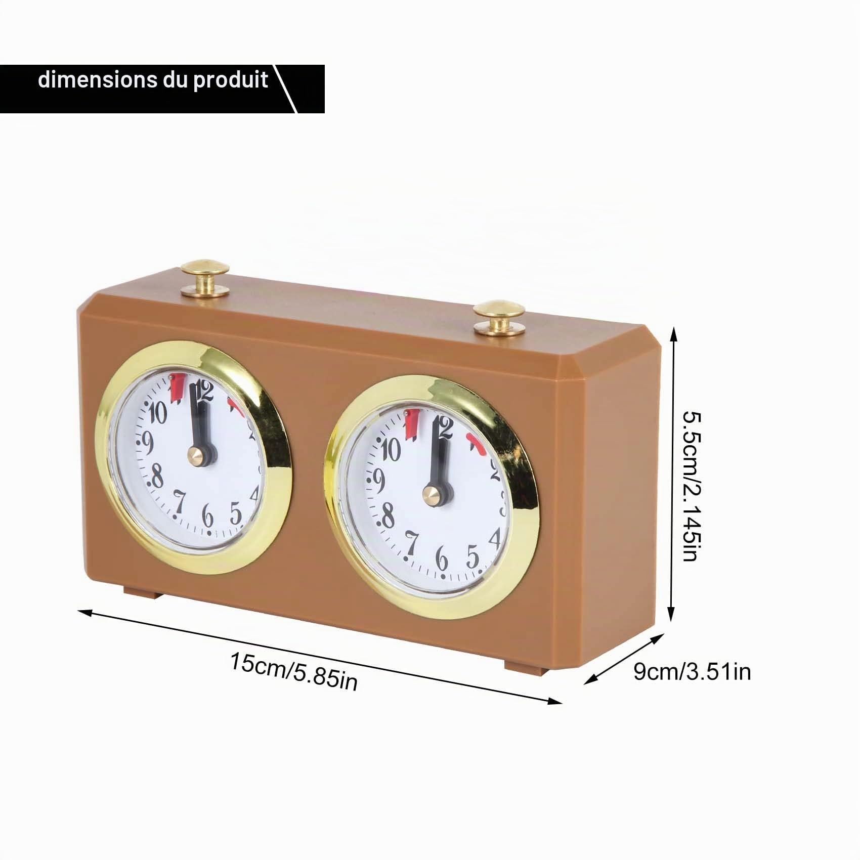 Horloge d'échecs mécanique analogique pour d'échecs - Minuteur Officiel - Pas de Batterie nécessaire