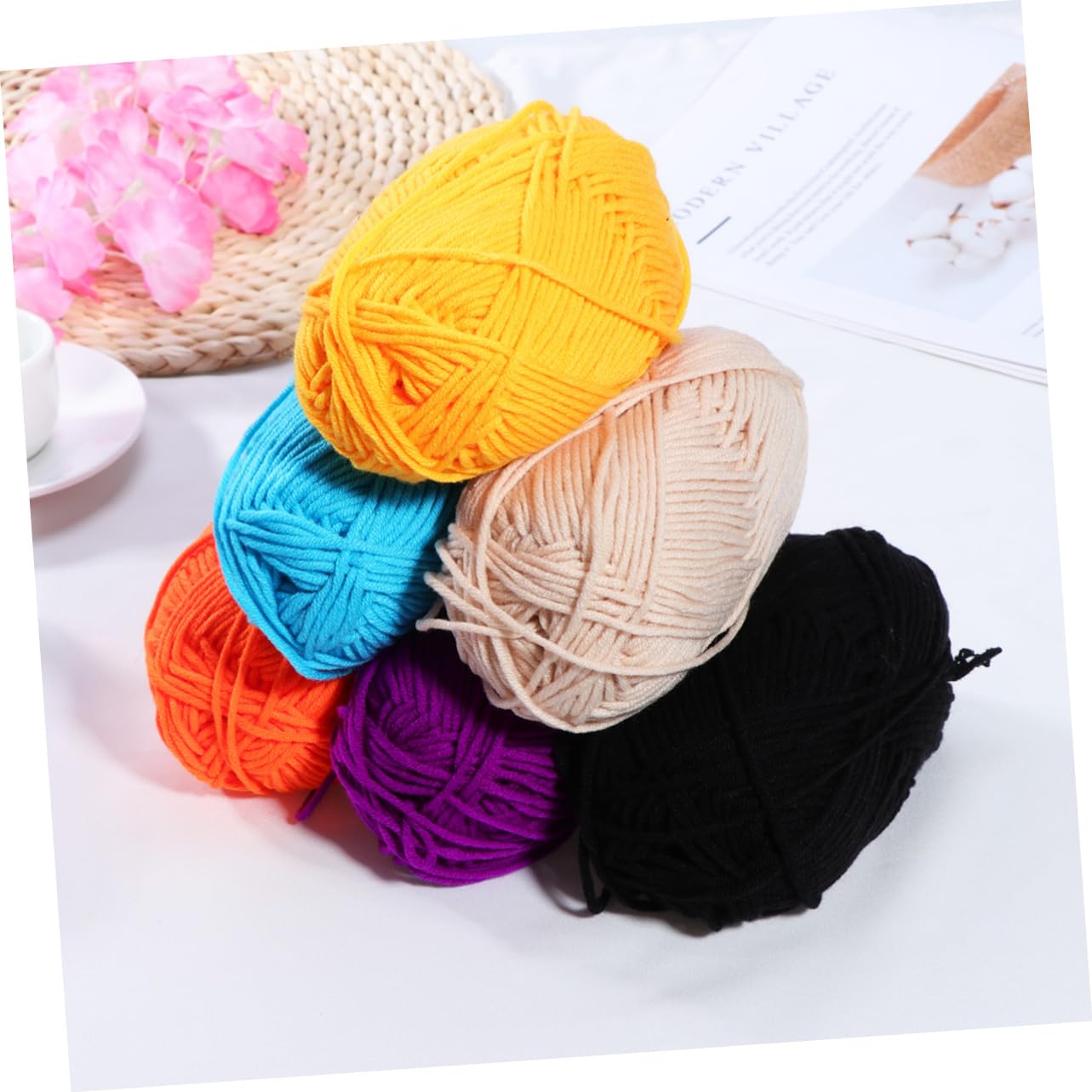 jojofuny Milchbaumwollgarn 12 Stück 50g Dickes Häkel und Strickgarn