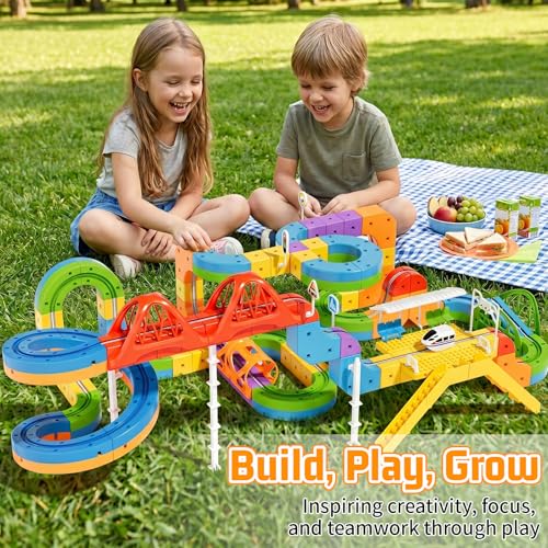 Image of KlickRail Electric Train Set Flexible Race Track for Kids 4 6 7 8 (Ultimate Set(152 Piece))