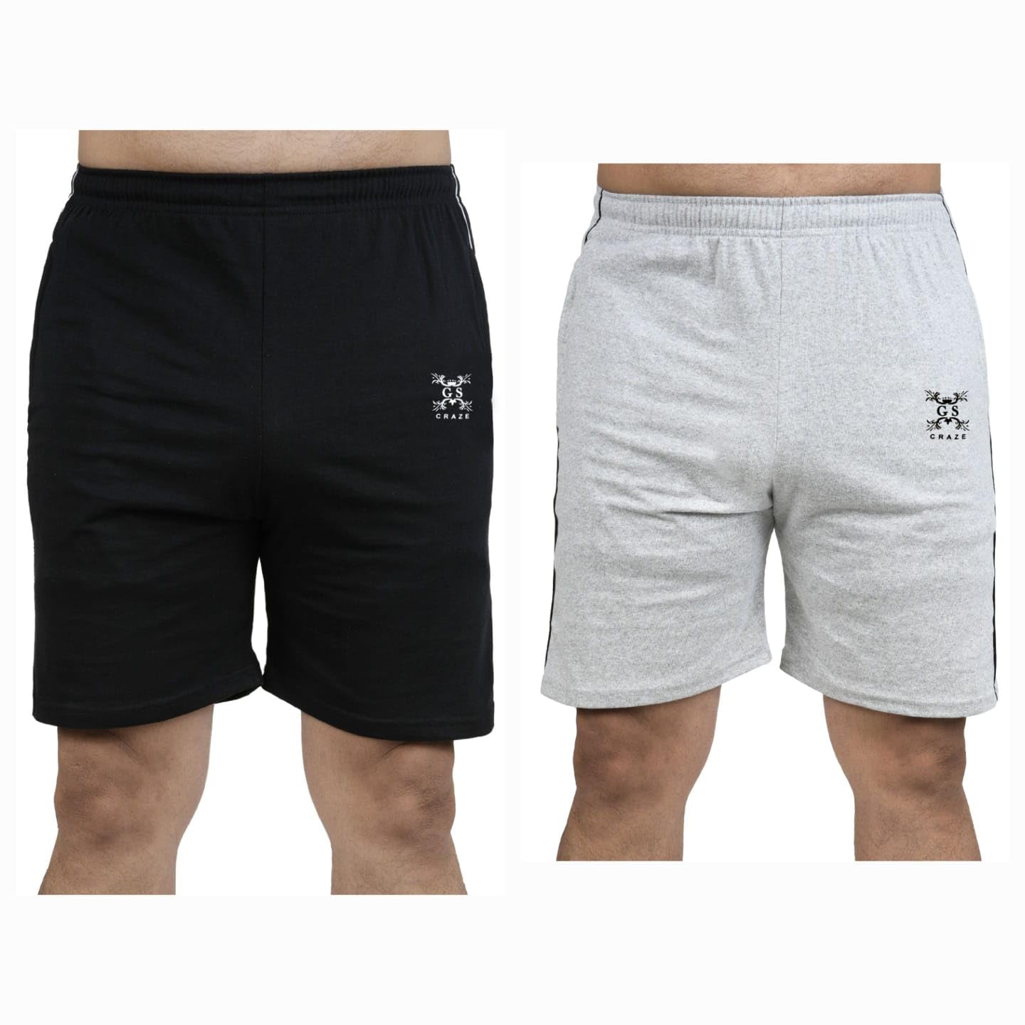 Men's Knitted Cotton Shorts, Black and Silver,Set of 2 (in, Alpha, XL, Regular, Black & Silver)-image-22