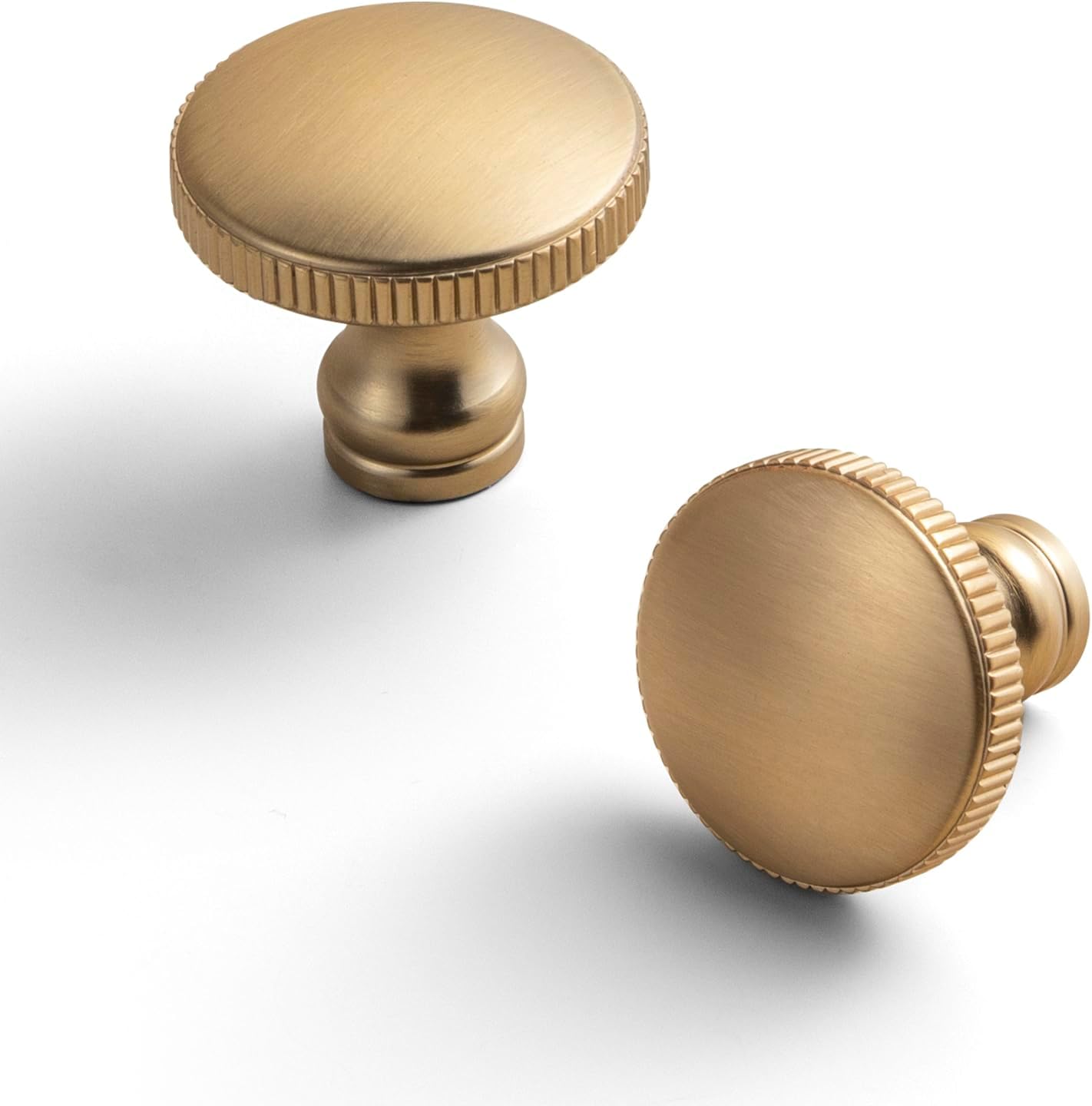 Goo-Ki 6 Pack Fluted Champagne Bronze Cabinet Knobs - Tapered Stem Low-Profile Design Pull Handle Tapered Mushroom Profile Modern Kitchen Hardware