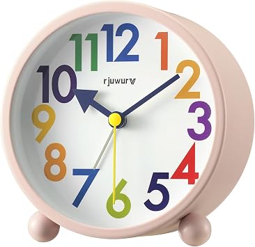 Metal Super Silent Beep Alarm Clock, rjuwurv Desk Alarm Clock Bedroom Clock, Child Interest Alarm ClockMisty Pink