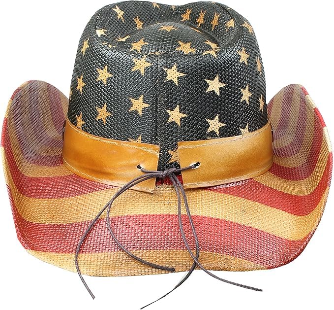 Image of Peter Grimm Straw Round Up Cowboy Hat - Stylish and Versatile Straw Hat for Men and Women - One Size