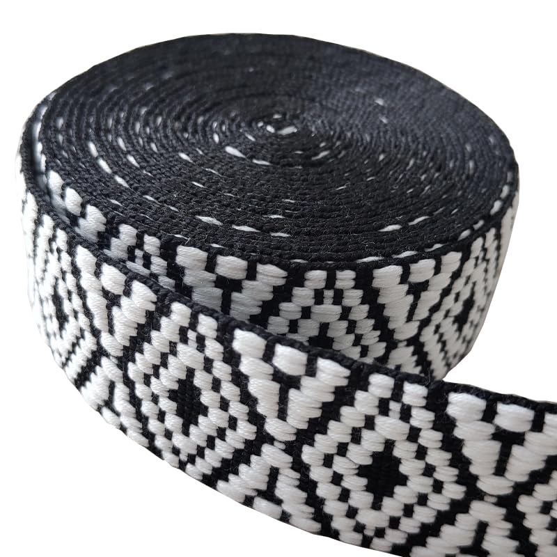 VIAILI SYMIE Cotton Webbing 1.5 inch Striped Webbing Polyester Webbing Heavy Duty Ribbon for Crafts Bag Handles Camera Purse Strap DIY Pet Collars