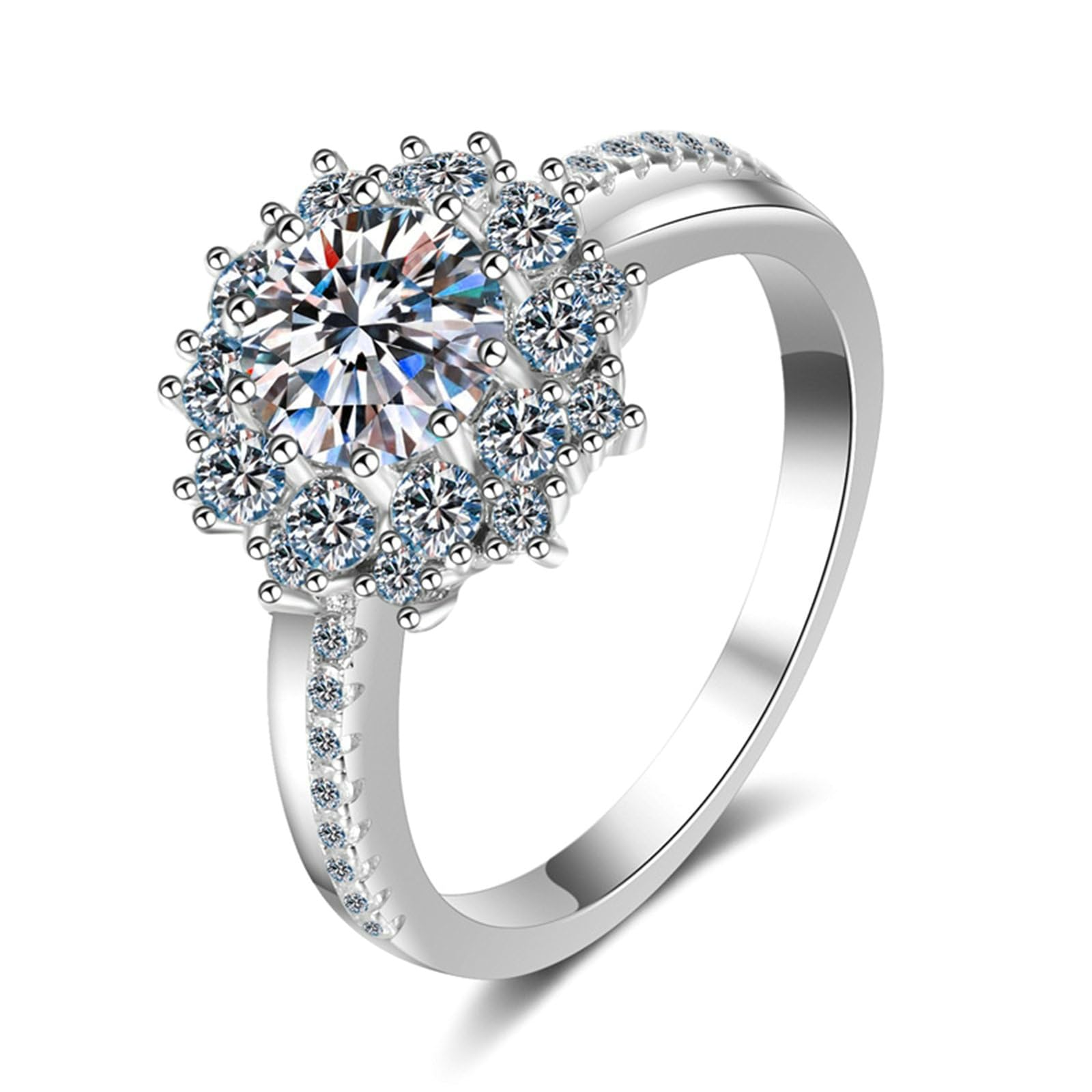 Anillo de compromiso para mujer, oro blanco de 14/18 quilates, 1 quilate, con diamantes cultivados en laboratorio
