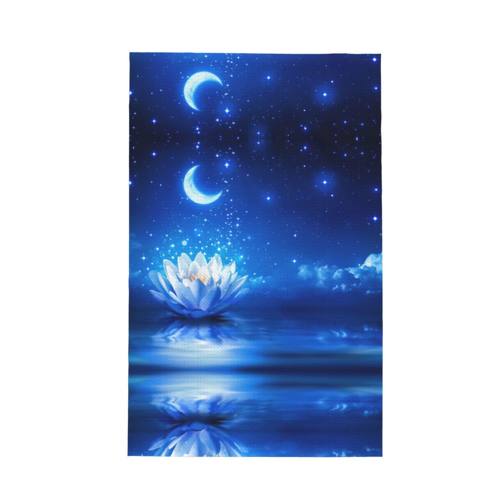 Xxahnbm Black Flower And Moon Starry Night Print Waffle Kitchen Towel,Absorbent Hand Towel