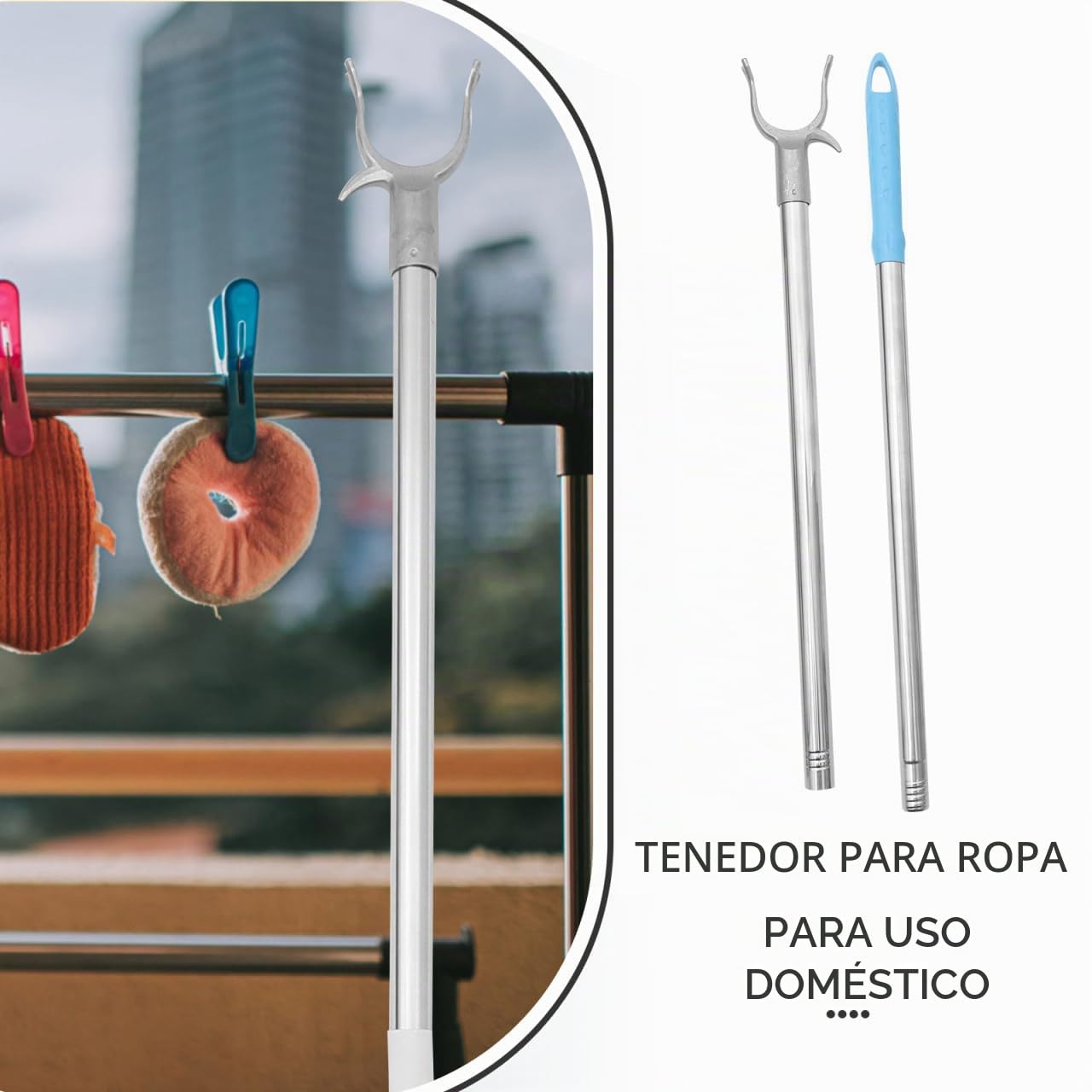 PRETYZOOM Barra Para Colgar Ropa Pértiga De Alcance Para Perchas Y Barra De Armario Poste Del Tendedero Para Armarios Marcos Y Techos Altos 37.40 Pulgadas 1 Pieza