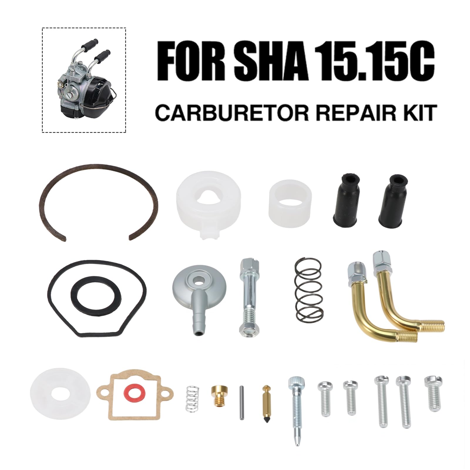 Kit de reparación de carburador para junta de cubierta superior SHA 15.15, tornillo de mezcla de chorro principal de ralentí