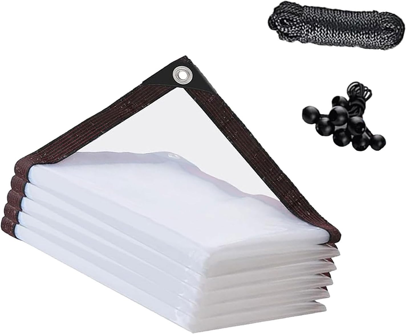 Clear Tarps Heavy Duty Waterproof Vinyl Tarpaulin 6x17 FT, Thickened Transparent Tear Resistant PVC Vinyl Tarpaulin for Porch, Patios, Roof, Outdoors, Chicken Coops, Greenhouses, and More