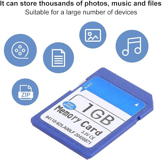 1GB Full-Size Memory Card, High Speed SD Memory Card for Compatible MP3/MP4 Players, Digital Photo Frames, GPS and File Storage