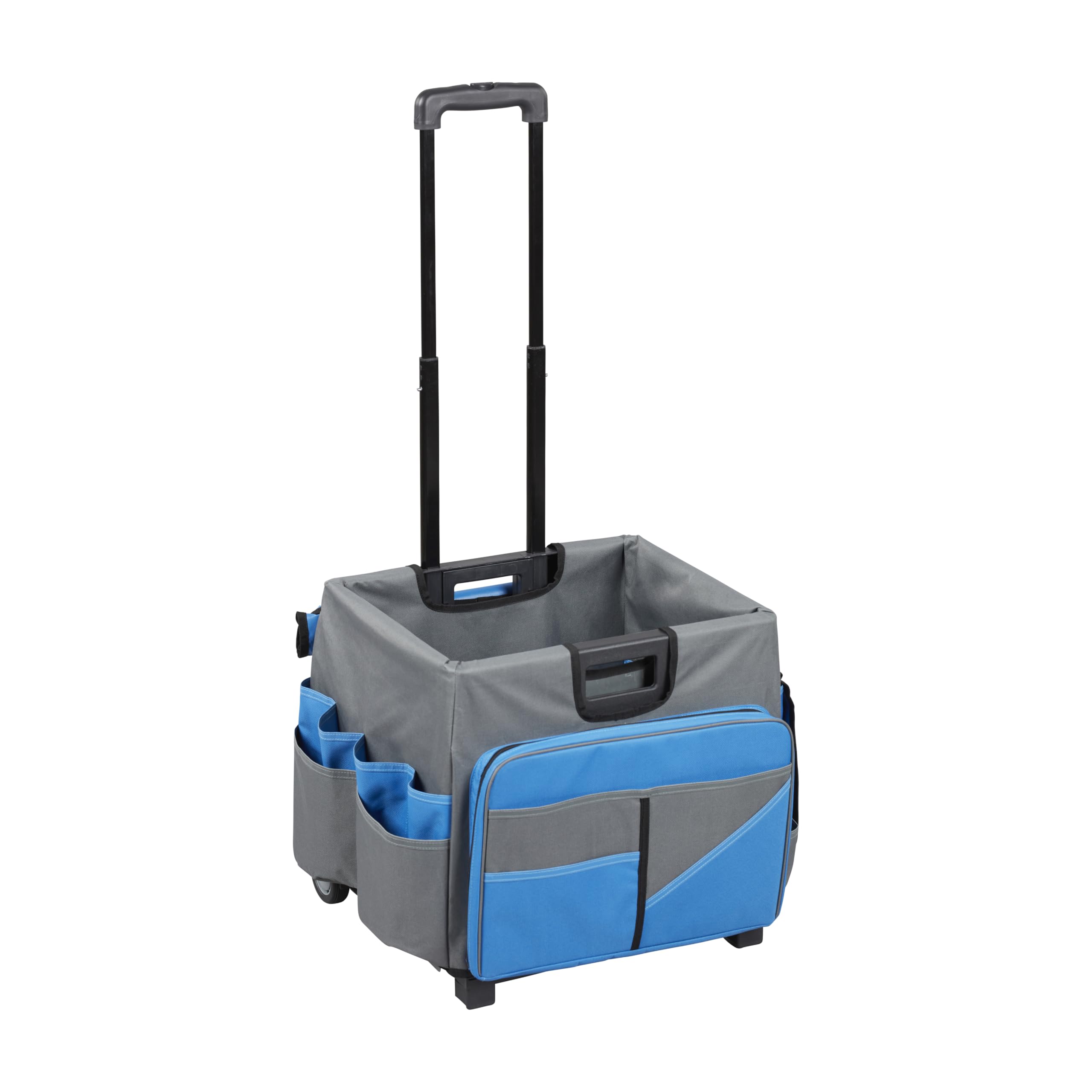 ECR4Kids Universal Rolling Cart with Canvas Organizer Bag, Mobile Storage, Blue/Grey