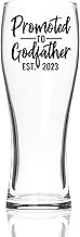 Godfather Gifts, Beer Glass Funny Gift Idea for The Best Godfather for Godfather Proposal, Christmas, Birthday, Box and Greeting Card Included - Promoted to Godfather EST 2023