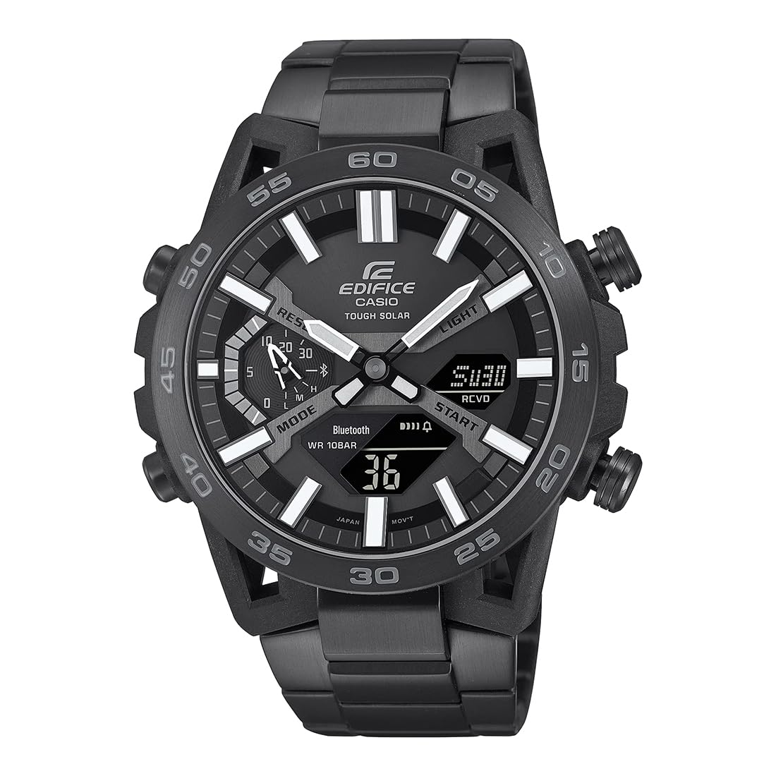 Edifice ECB-2000DC-1BDF Bluetooth Analog-Digital Black Dial Men Watch Black Stainless Steel Strap (ED608)-image-29
