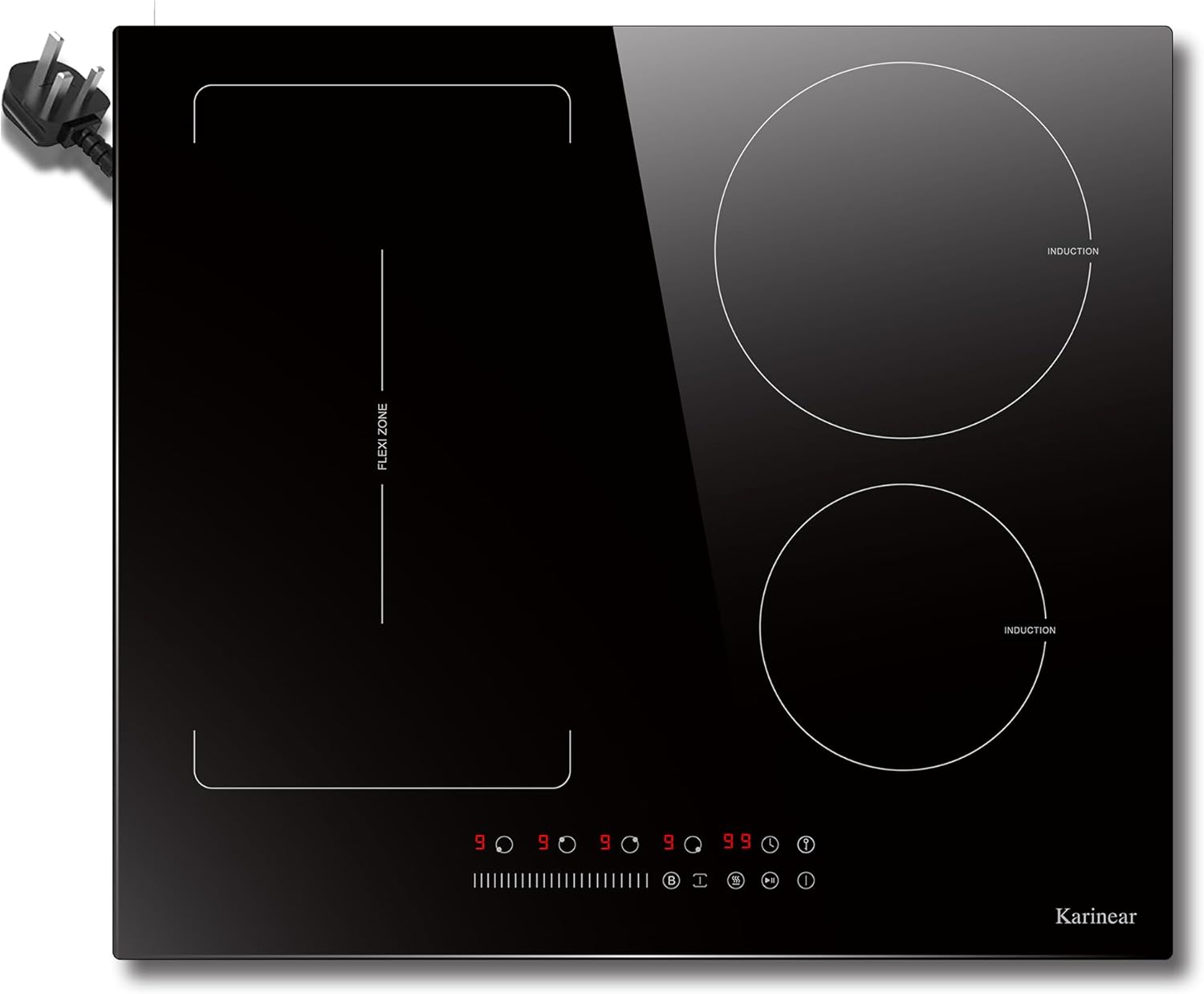 Karinear Plugin Induction Hob 13 Amp 2800W, 60cm Electric Hob with