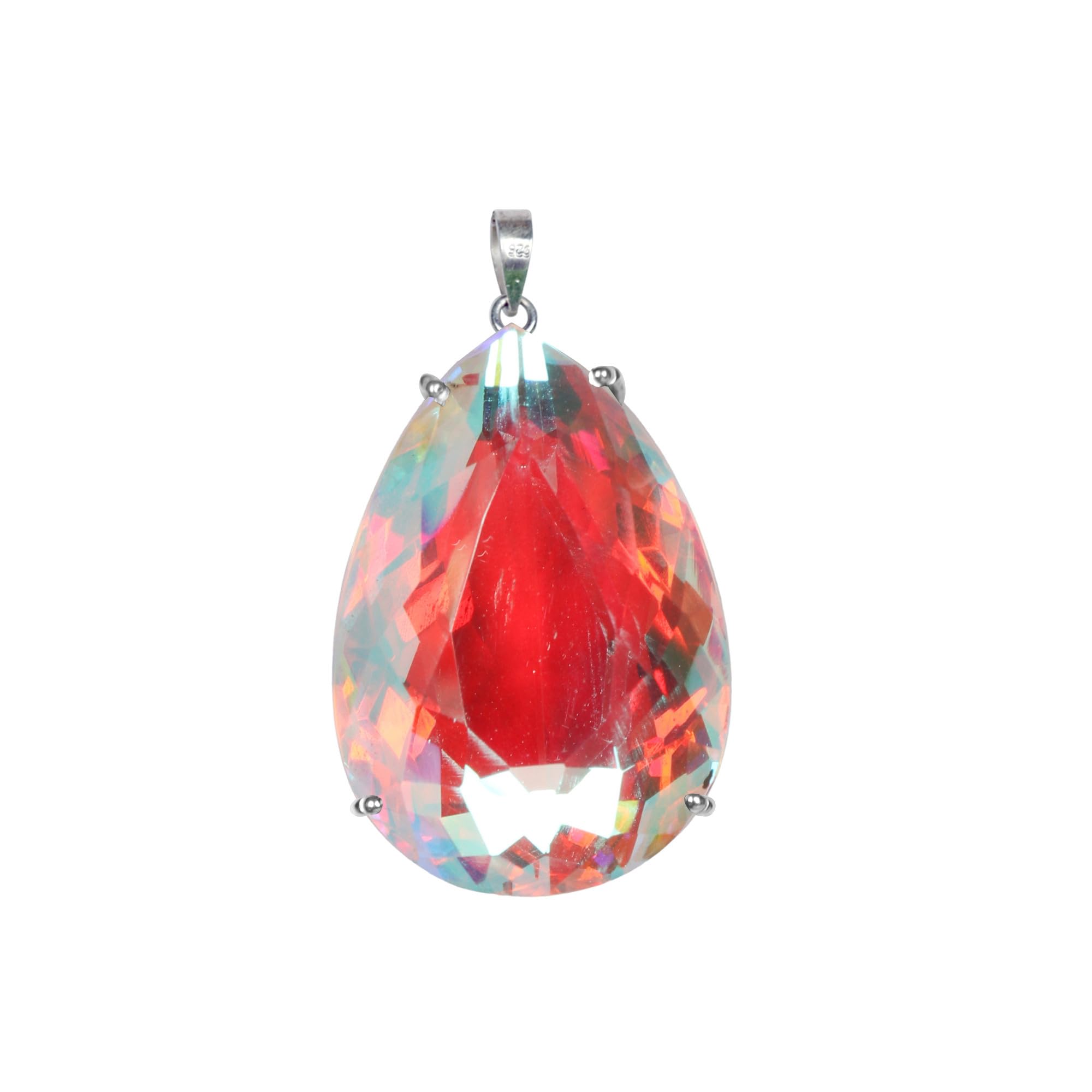 GEMHUB Sterling Silver Necklace 50-99 Carat Pear Shaped Gemstone Pendant for Women